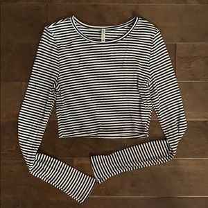 Long Sleeve Cropped Striped Top